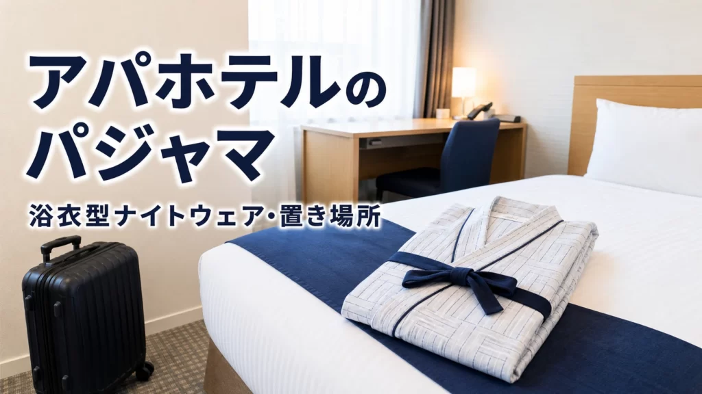 アパホテルのパジャマと置き場所を解説するホテル客室イメージ