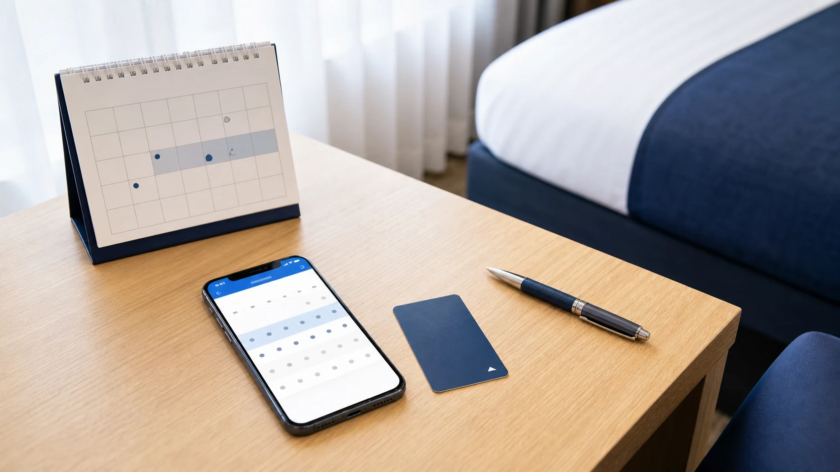 ホテル予約のキャンセル期限をスマホとカレンダーで確認するイメージ