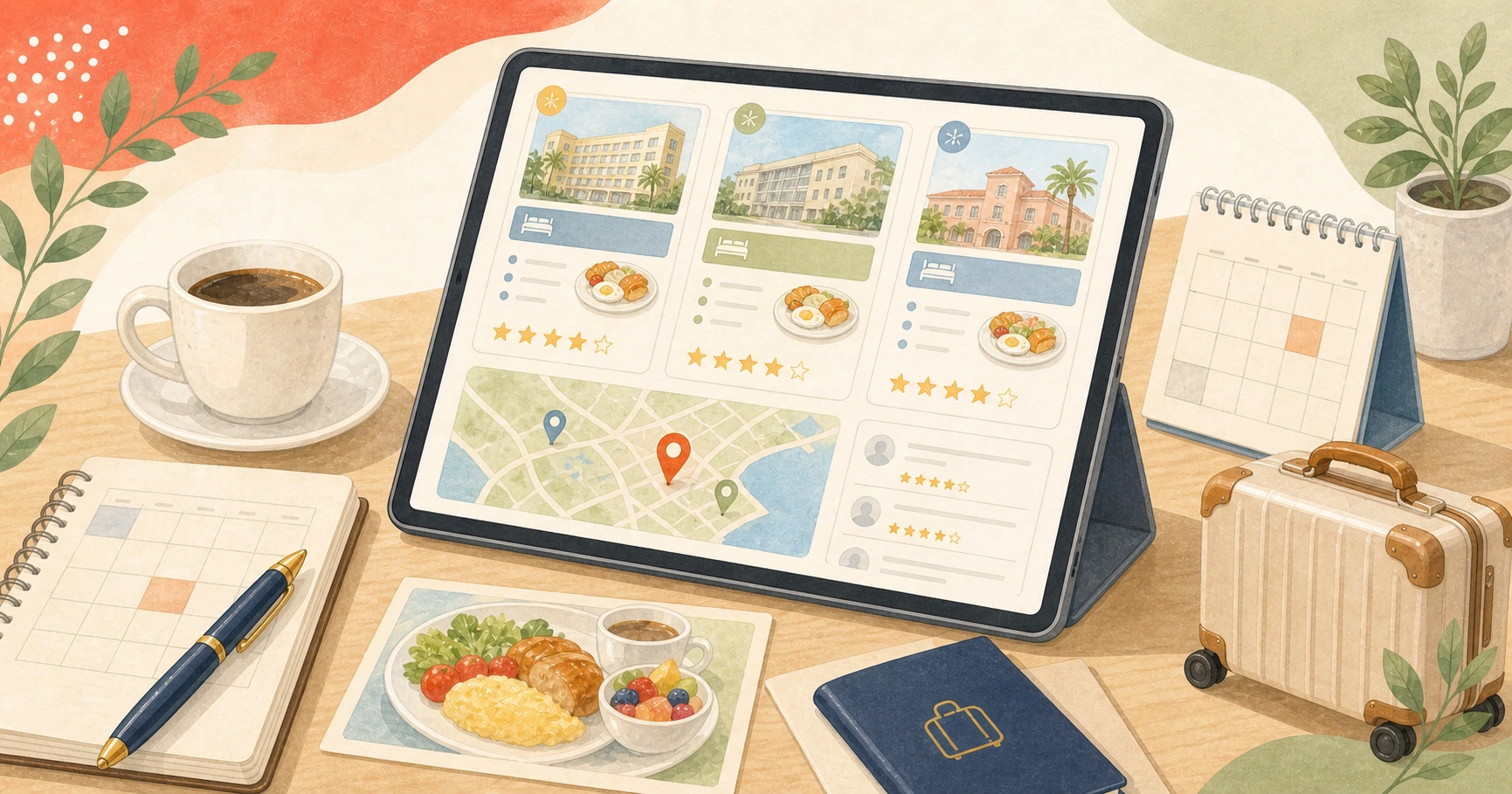 旅行予約サイトで宿泊プランを比較するイメージ