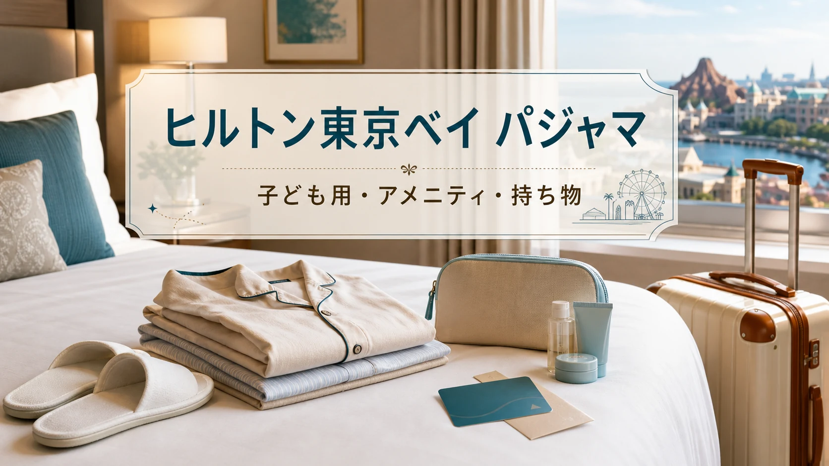 ヒルトン東京ベイ宿泊前にパジャマと持ち物を確認するイメージ