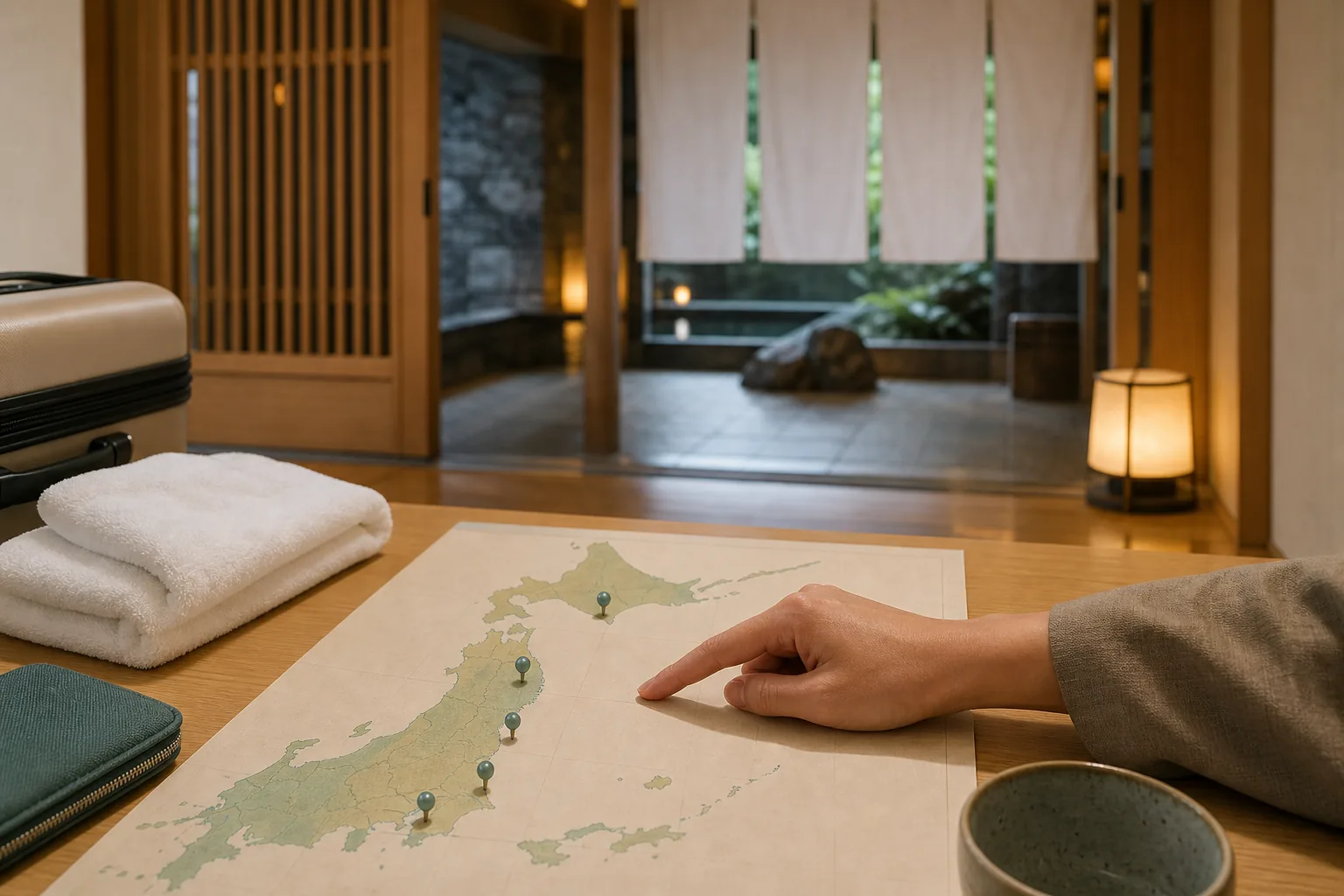 北海道・東北・関東にある大浴場付きホテルを地図で探すイメージ