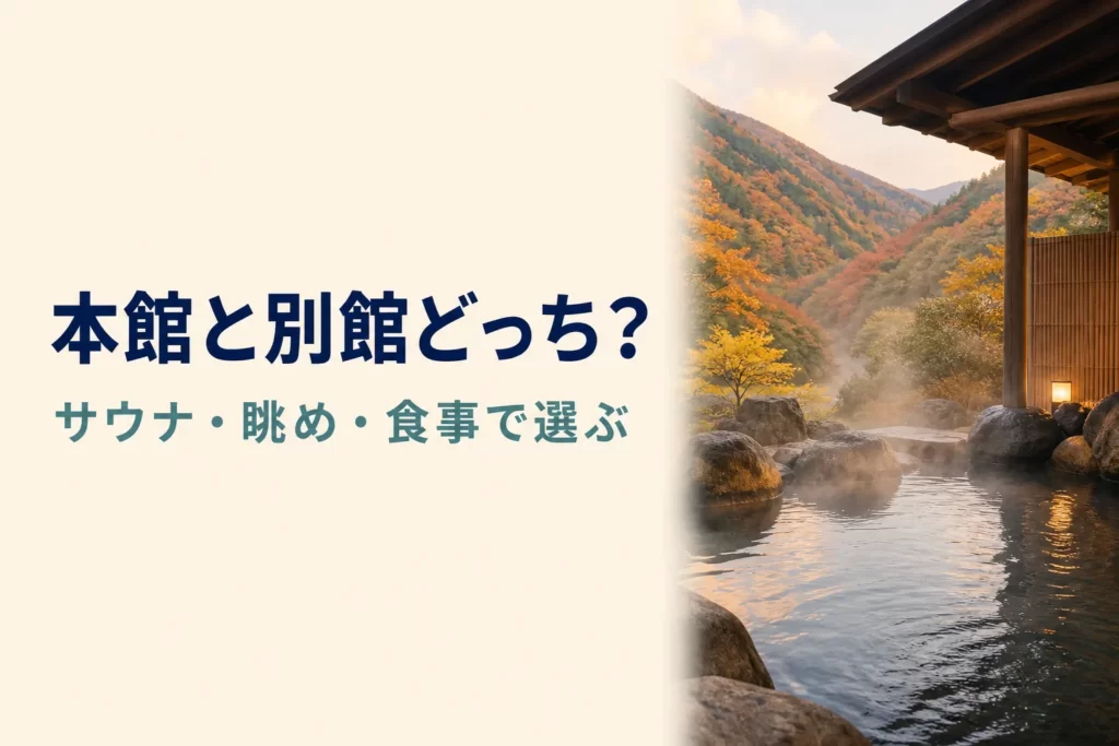 秋保グランドホテルの本館と別館を眺めと湯で選ぶ記事のアイキャッチ画像