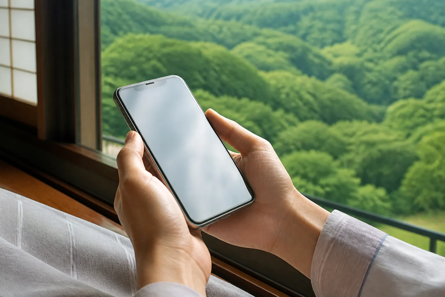 予約画面で客室名と眺望を確かめるイメージ