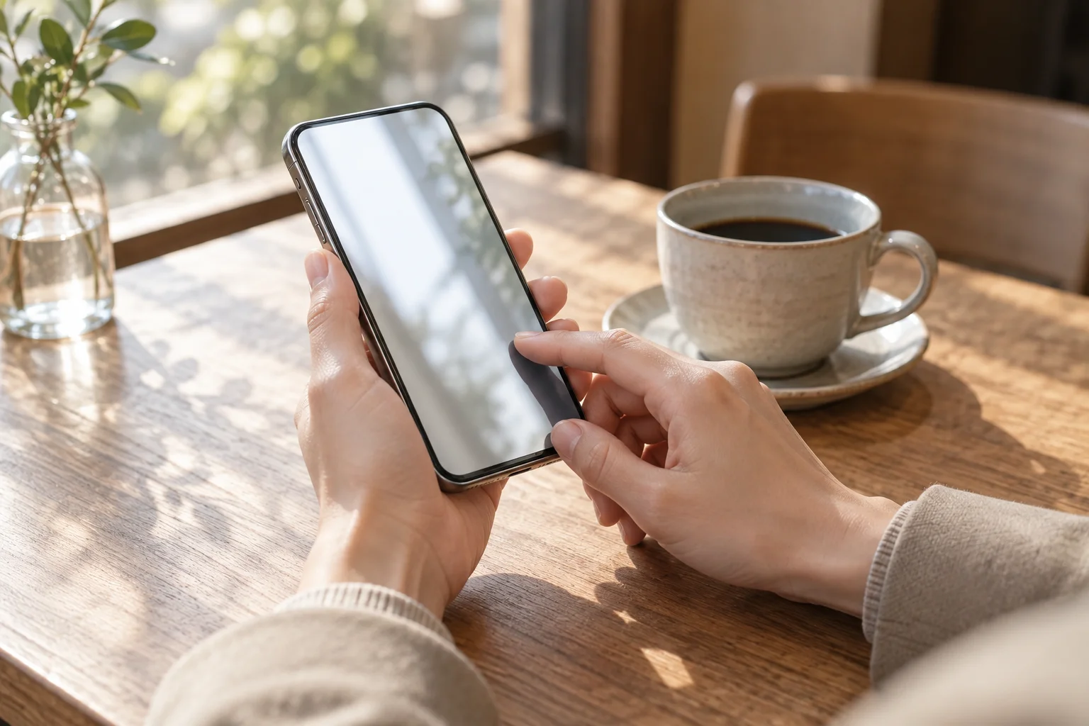 スマートフォンで宿泊予約の画面を開く手元のイメージ