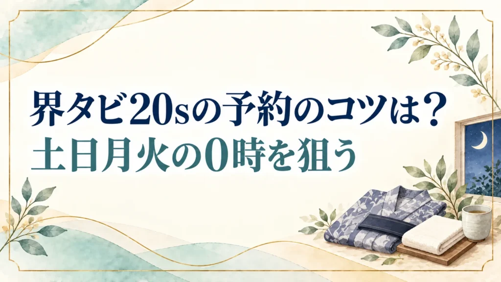 【星野リゾート】界タビ20sの予約のコツは？土日月火の0時と空いている界を狙う