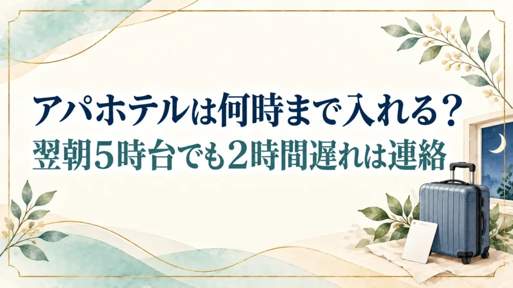 アパホテルのチェックインは何時まで？最終は翌朝5時台でも連絡なしの2時間遅れに注意